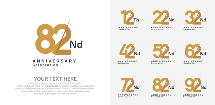 Anniversary logo set vector design, brown color for celebration event - Powered by Adobe