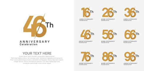 Anniversary logo set vector design, brown color for celebration event