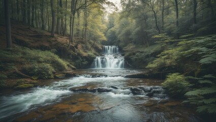 Forests, Waterfalls and Streams for Relaxation with Empty Copy Space for Text