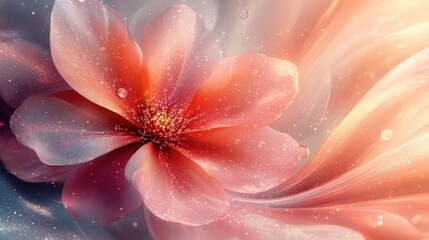 Fototapeta premium Radiant flower, soft light, flowing abstract, dreamy background