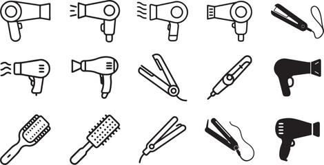 Fototapeta premium Flat lay composition of professional hairdresser tools on beige table