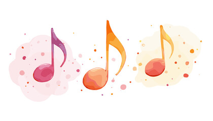 Colorful watercolor musical notes on a soft background representing a dreamlike and artistic melody  