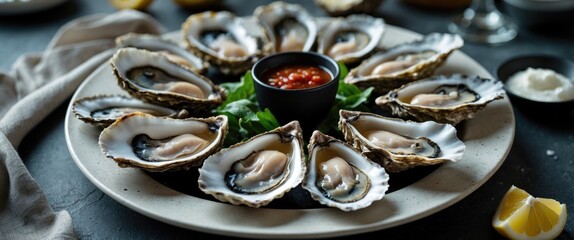 Oysters On The Plate with empty space for text