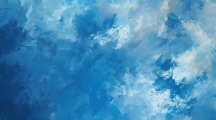 Obraz premium Vibrant Abstract Art Blue Cloudy Sky Background – Fluid Brush Strokes, Energetic Color Gradients, Modern Visual Aesthetics