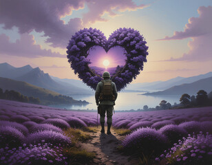 Purple heart day concept art - symbol of sacrifice, vintage military style