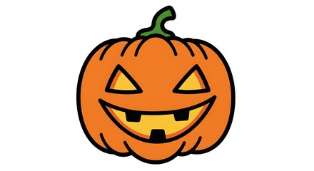 Fototapeta premium Carved Pumpkin with Smiling Face Illustration for Autumn Holiday