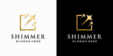 Vector logo design of frame with orbit stars in modern, simple, clean and abstract style. Icon for business, astronomy and personal branding.