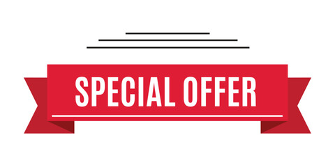 A bold red ribbon banner with "special offer" text, perfect for promotions and sales announcements.