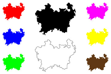 Marivan city (Islamic Republic of Iran, Persia, IRI, Kurdistan province) map vector illustration, scribble sketch Marivan map