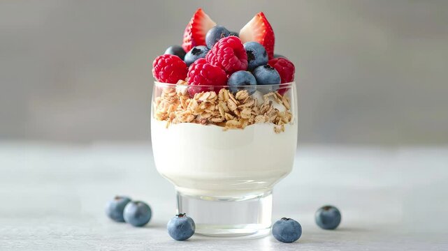 Yogurt parfait with granola and berries
