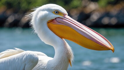Fototapeta premium American white pelican with an open beak.