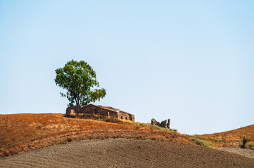 Fototapeta premium summer countryside landscape with the midday light inside Val D'Agri, Basilicata