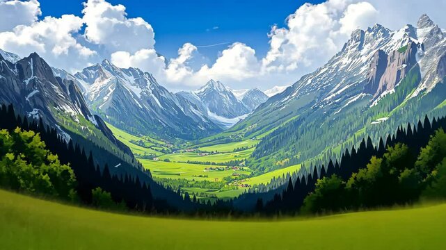 Meadow with flowers in mountains in front alps mountains karwendel austria alps mountains time lapse video footage in 4K.