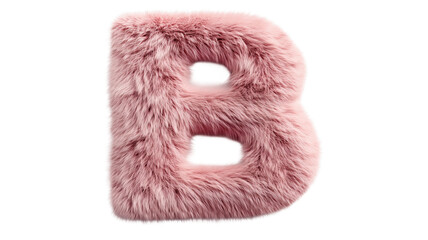 3D Pink Fluffy Letter B for Decorative Typography Background