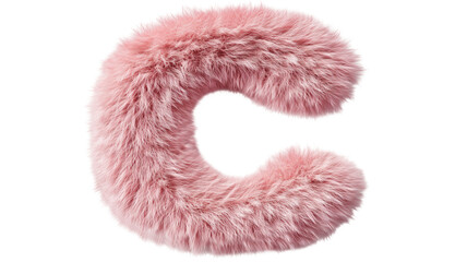 3D Pink Fluffy Letter C for Decorative Typography Background
