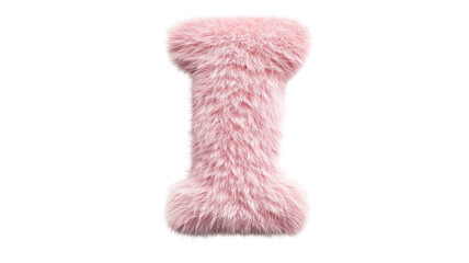 3D Pink Fluffy Letter I for Decorative Typography Background