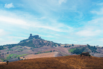 summer countryside landscape with the midday light inside Val D'Agri, Basilicata