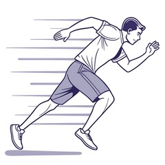 A black vector illustration of a running man silhouette on a white background