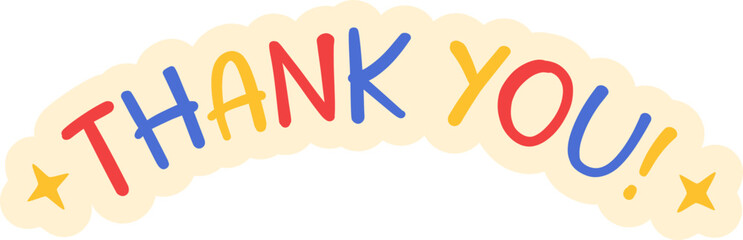 Thank you sticker label for appreciation, greeting card. Vector isolated.