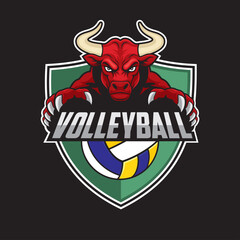 volleyball club logo bull vector illustration design