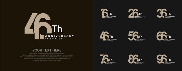 Anniversary logo set vector design, brown and white color for celebration event