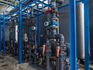 Equipment in water treatment plant in chemical industry to purify water for Steam generator, power...
