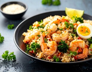 Shrimp Fried Rice with Egg and Veggies