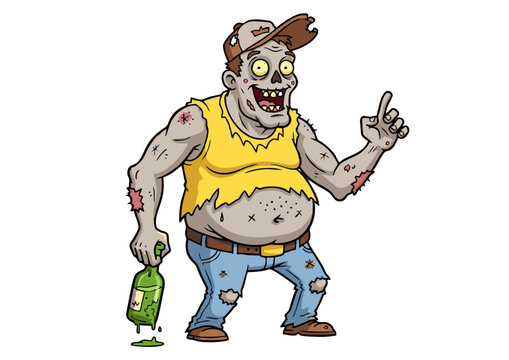 Undead Hillbilly Zombie Cartoon Illustration A Hilariously Grotesque Character Design