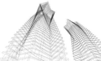 Abstract buildings 3d. Architectural background 