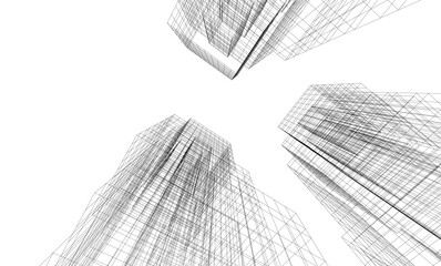 Abstract buildings 3d. Architectural background 