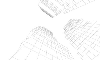 Abstract buildings 3d. Architectural background 