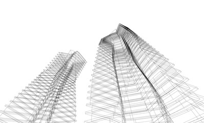 Abstract buildings 3d. Architectural background 