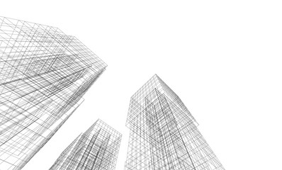 Abstract buildings 3d. Architectural background 