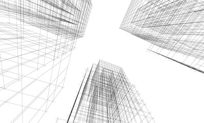 Abstract buildings 3d. Architectural background 