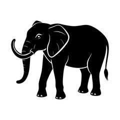 elephant with a raised trunk vector art silhouette