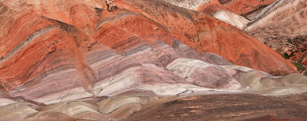 Beautiful mountains with red soil in Khizi. Azerbaijan.