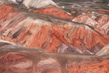 Beautiful mountains with red soil in Khizi. Azerbaijan.