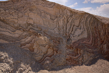 Interesting structure of red mountains in Khizi. Azerbaijan.