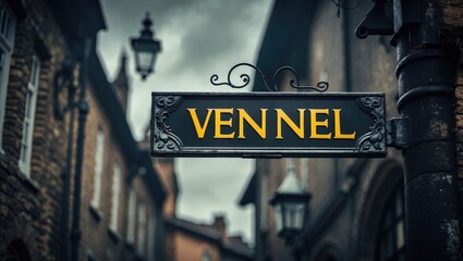Obraz premium A street sign for Vennel in the historic city.
