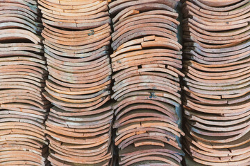 Stack of brown tiles
