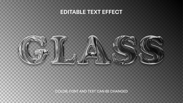 glass text effect with.  transparent editable text effect