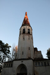 old catholic church in evening light