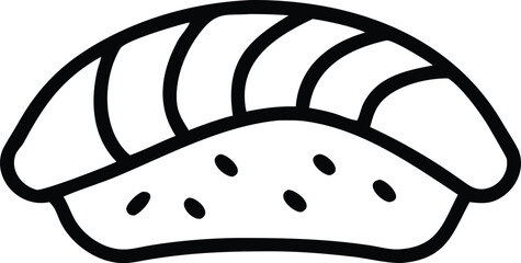Line art icon of nigiri sushi black and white graphic design element