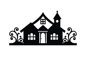 Ghar architecture with intricate ethnic border design vector art illustration