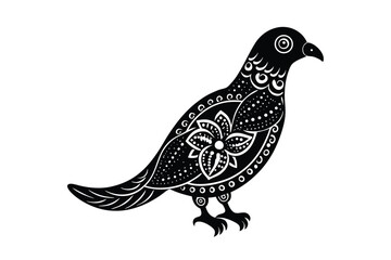 Rajasthani inspired parrot with ornate paisley decor vector art illustration © swpna