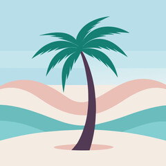 Tropical Beach Bar Scene With Palm Trees And Cocktails