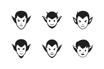 elf face with pointy ears vector art silhouette