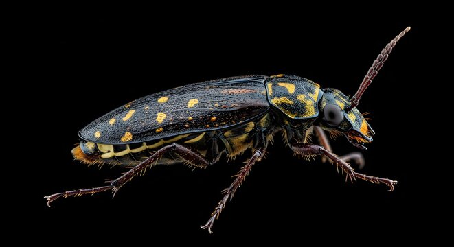 Beetle Close Up on Black Background