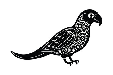 Jungle parrot surrounded by vibrant paisley artwork vector art illustration