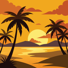 Tiki Bar On The Beach With Thatched Roof And Palms